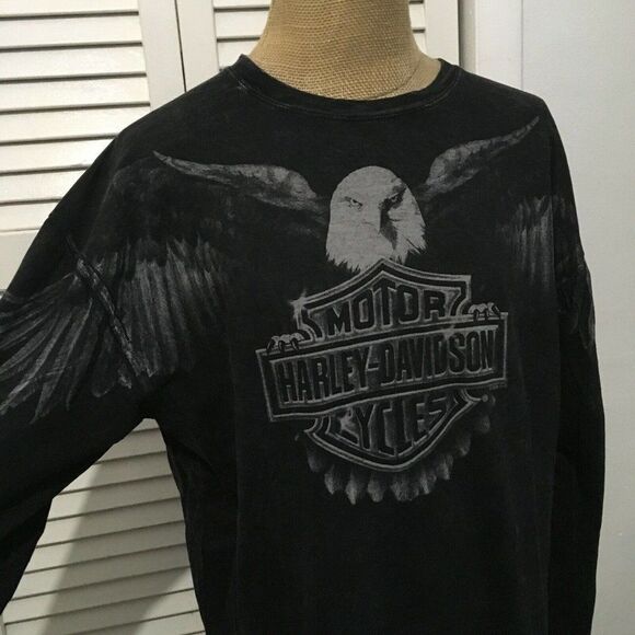 Harley Davidson Long Sleeve T Shirt Eagle BIG Graphic Wing Span USA Size 2XL - Picture 3 of 7